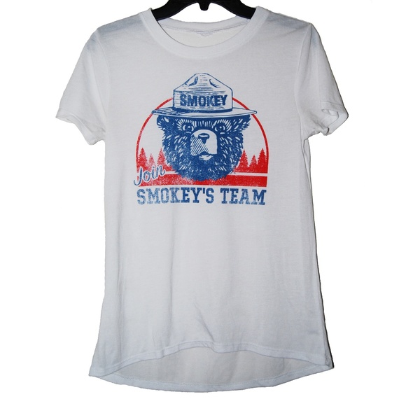 Tops - Smokey The Bear White Graphic Design Print T-Shirt